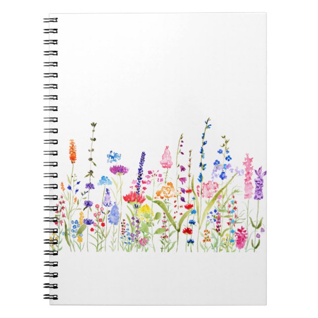 Caderno Espiral campo de flores silvestres coloridas (Frente)