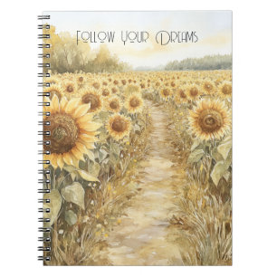 Caderno Espiral Campo de Girassóis Amarelos