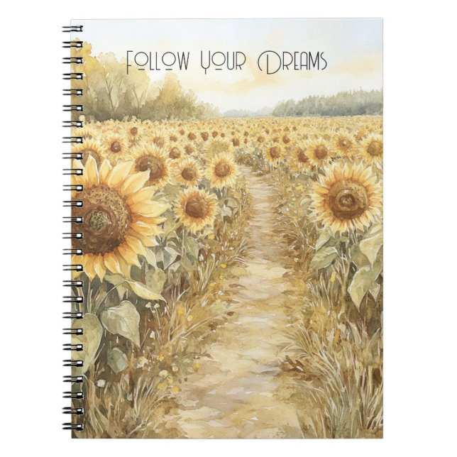 Caderno Espiral Campo de Girassóis Amarelos   (Frente)