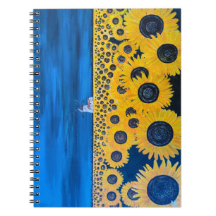Caderno Espiral Campo de Girassóis Pintura por Alfred Fox