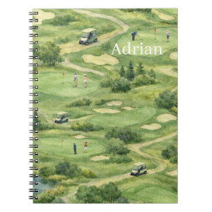 Caderno Espiral Campo de golfe personalizado