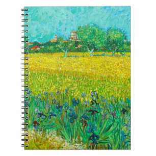 Caderno Espiral Campo de Íris perto de Arles de Van Gogh