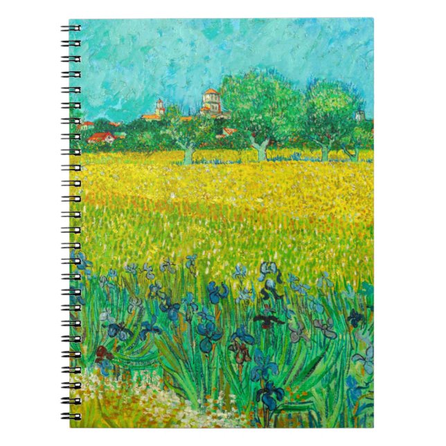 Caderno Espiral Campo de Íris perto de Arles de Van Gogh (Frente)