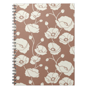 Caderno Espiral Campo de papagaios creme em castanho