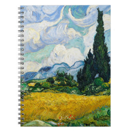 Caderno Espiral Campo de trigo Van Gogh com ciprestes. Impressioni