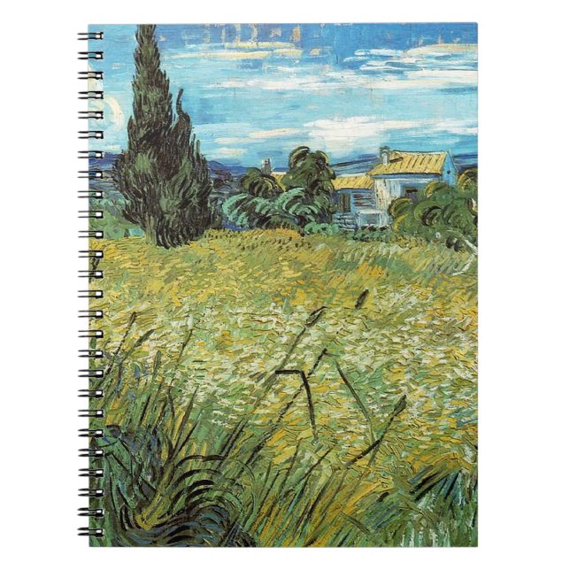 Caderno Espiral Campo de trigo verde Vincent van Gogh (Frente)