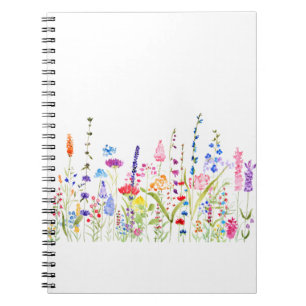 Caderno Espiral campo floral colorido