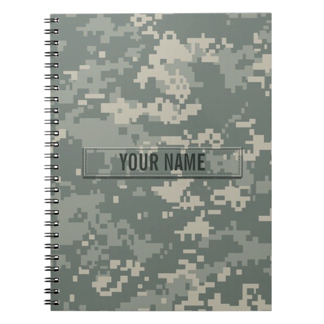 Caderno Espiral Camuflagem ACU do Exército Personalizável (Frente)