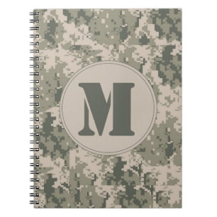 Caderno Espiral Camuflagem ACU Monograma Nota Inicial