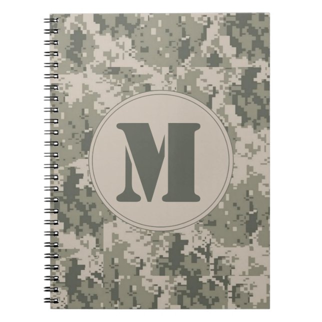 Caderno Espiral Camuflagem ACU Monograma Nota Inicial (Frente)