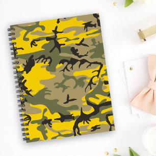 Caderno Espiral Camuflagem Amarela e Verde, Militar, Exército