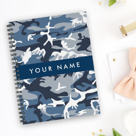 Caderno Espiral Camuflagem Azul Neve de Inverno Personalize seu no