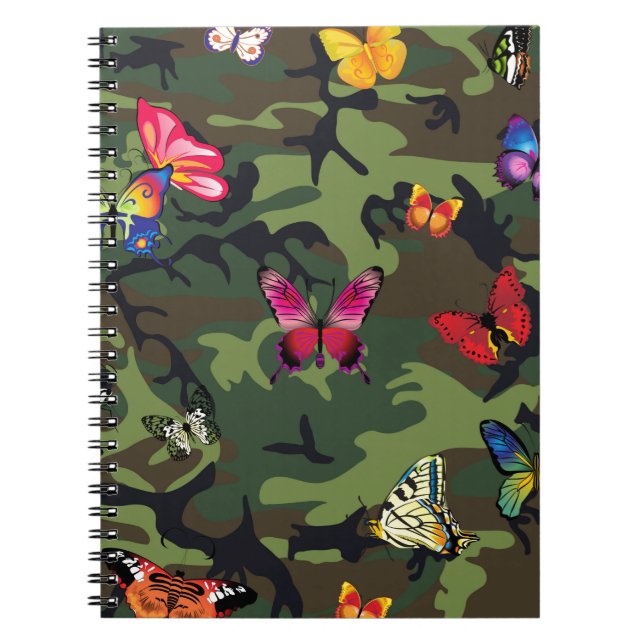 Caderno Espiral camuflagem de borboletas (Frente)