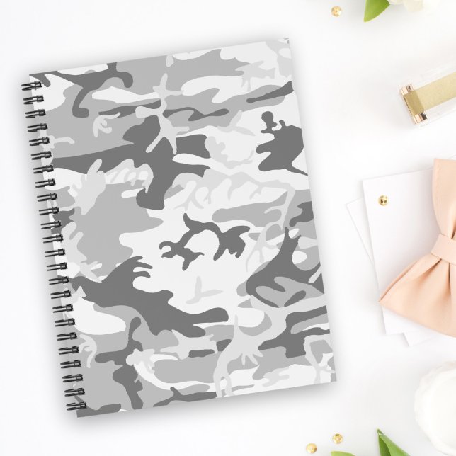 Caderno Espiral Camuflagem de Cinzas de inverno, Militar, Exército (Criador carregado)