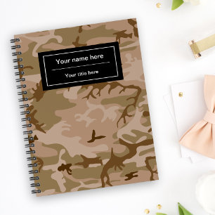 Caderno Espiral Camuflagem Deserto, Camuflado Marrom, Militar, Exé