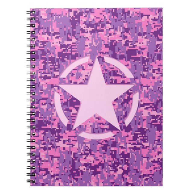 Caderno Espiral Camuflagem Digital Girly Hot Pink (Frente)