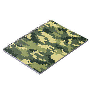 Caderno Espiral Camuflagem Digital Woodland de 8 Bits / Camo