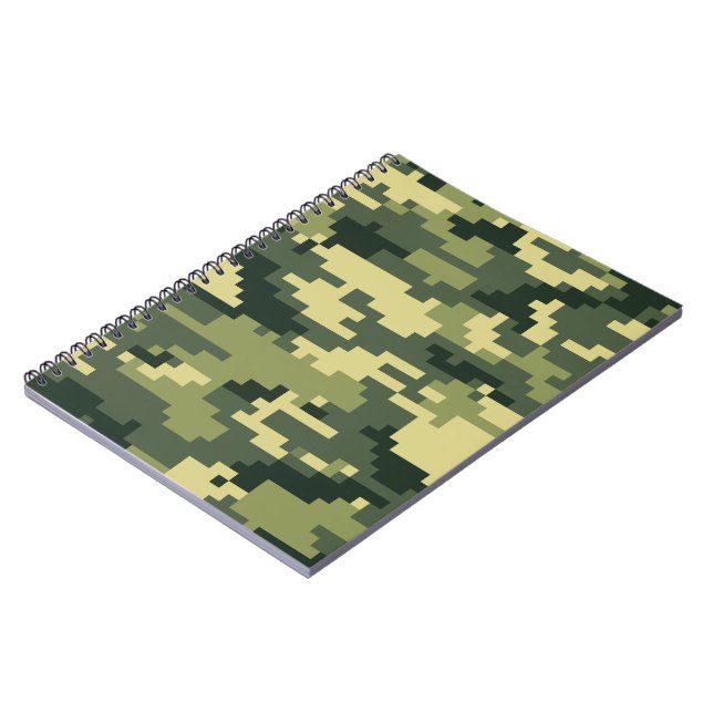 Caderno Espiral Camuflagem Digital Woodland de 8 Bits / Camo (Left Side)