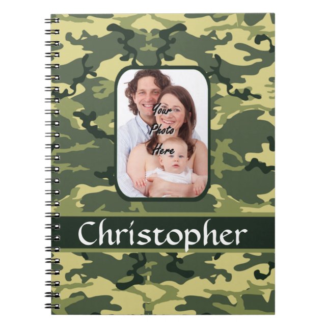 Caderno Espiral Camuflagem florestal verde (Frente)
