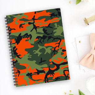 Caderno Espiral Camuflagem Laranja e Verde, Militar, Exército