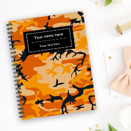Caderno Espiral Camuflagem Laranja, Militar, Exército