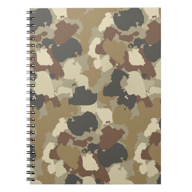 Caderno Espiral Camuflagem Militar Tons de Terra Marrom (Frente)