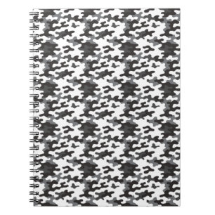Caderno Espiral Camuflagem Preto e Branco