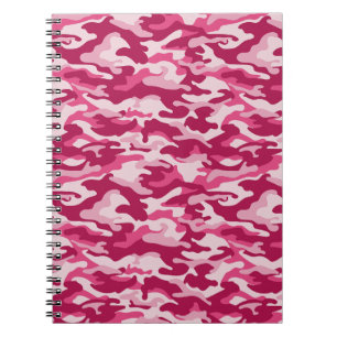 Caderno Espiral Camuflagem Rosa