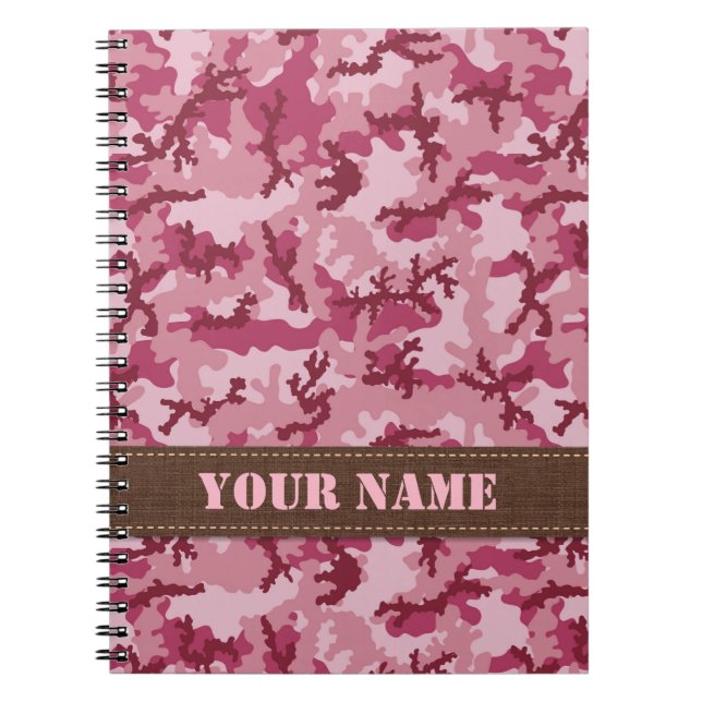 Caderno Espiral Camuflagem rosa (Frente)