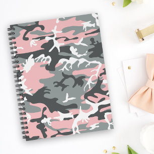 Caderno Espiral Camuflagem rosa e Cinza, Militar, Exército