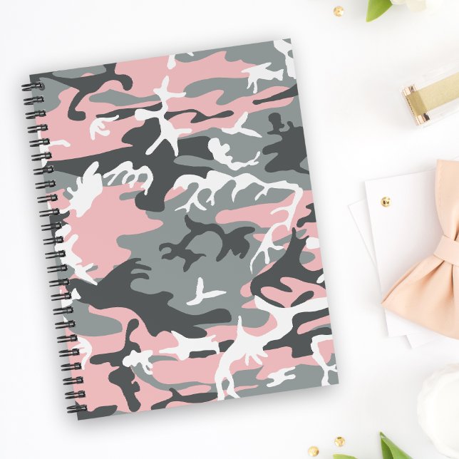 Caderno Espiral Camuflagem rosa e Cinza, Militar, Exército (Criador carregado)