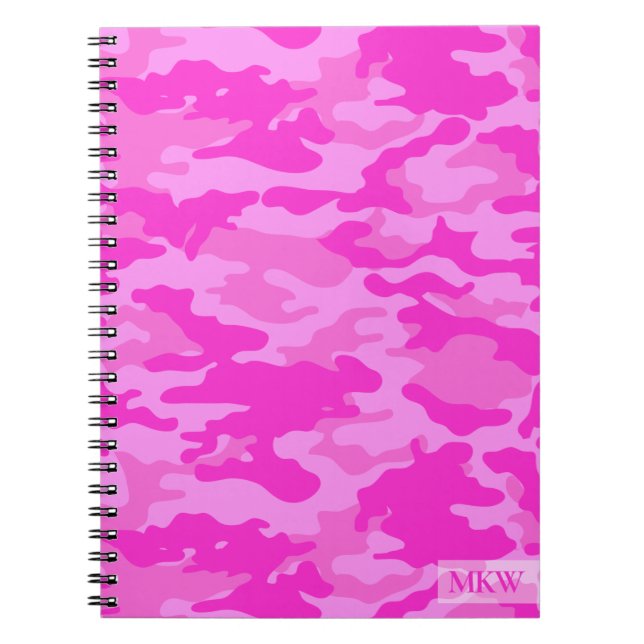 Caderno Espiral Camuflagem Rosa TS Monogramada (Frente)