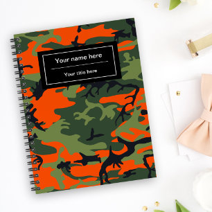Caderno Espiral Camuflagem Verde e Laranja, Camuflagem, Militar, E