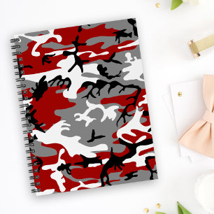 Caderno Espiral Camuflagem Vermelha e Cinza, Militar, Exército