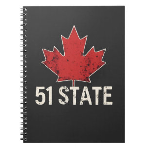 Caderno Espiral Canadá 51rua Estado Trump American e Canadian Flag
