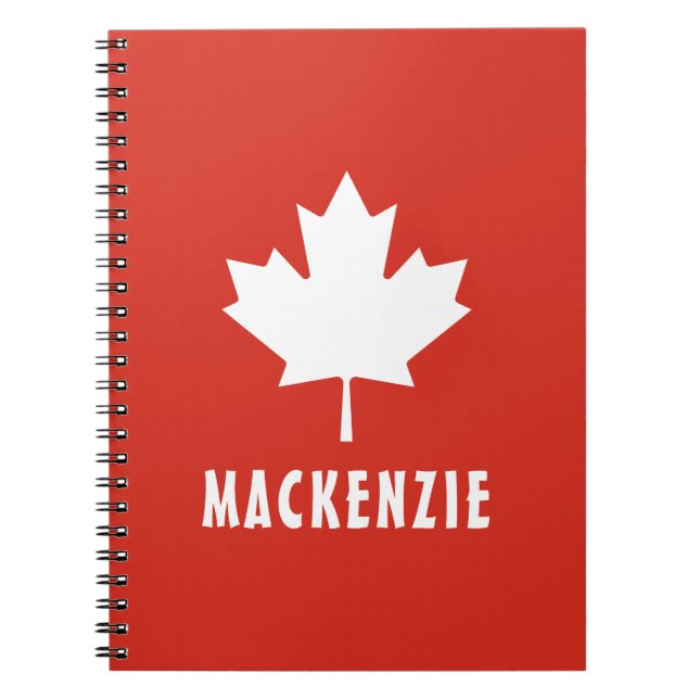Caderno Espiral Canada Day Red White Flag Canada Mapeando Nome Fol (Frente)