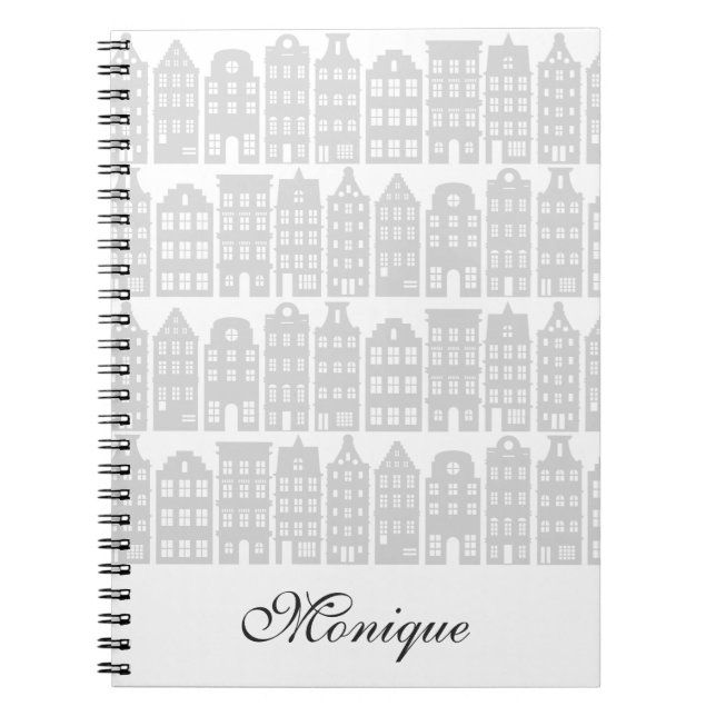 Caderno Espiral Canal de Amsterdã Casas de prata personalizada hol (Frente)