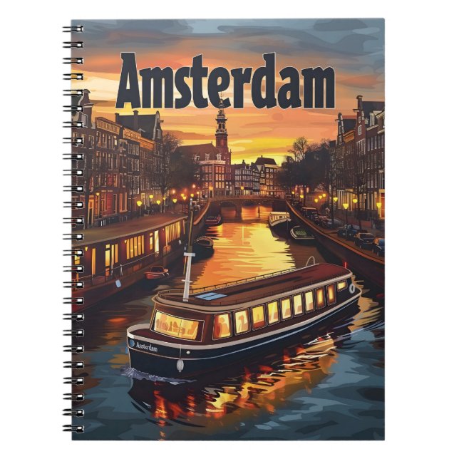 Caderno Espiral Canal de Amsterdã: Luzes do Sol e da Cidade (Frente)