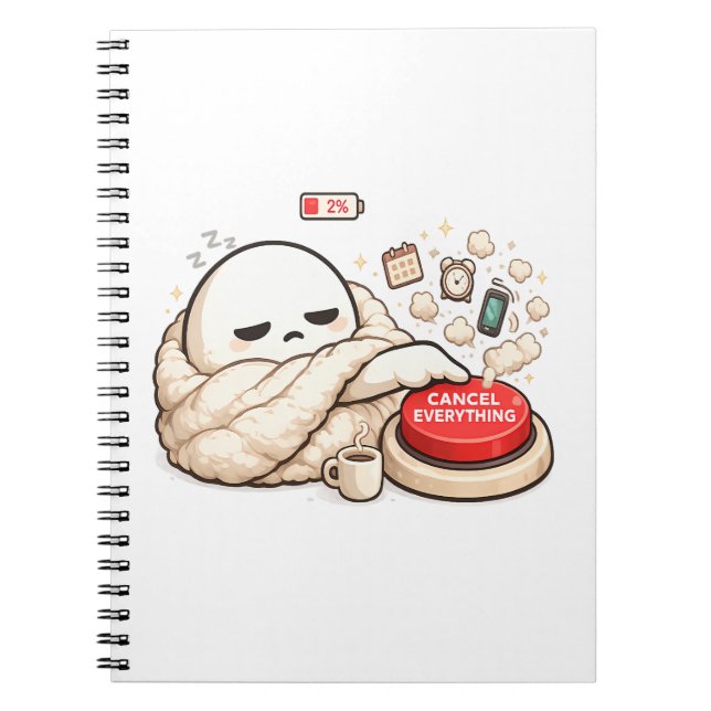 Caderno Espiral Cancelar Tudo 2% de Bateria  (Frente)