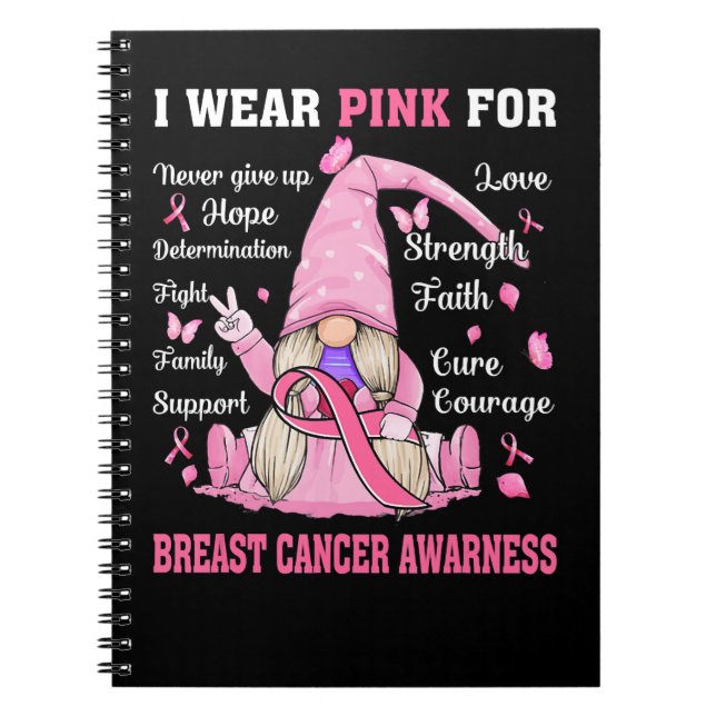 Caderno Espiral Cancer Da Mama Gnomo I Veste Rosa Para Cancer Da M (Frente)