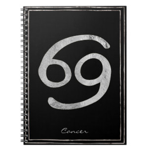 Caderno Espiral Cancer do caranguejo martelado por prata estilizad