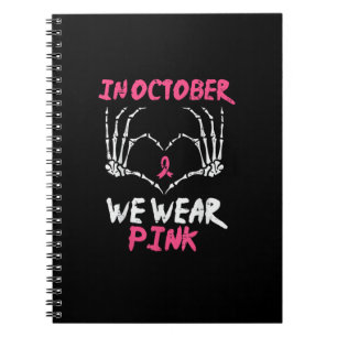 Caderno Espiral Cancer Mama Esqueleto Mão Coração Mão Vestimos Mul