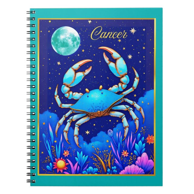 Caderno Espiral Cancer the Crab Zodiac Sign (Frente)