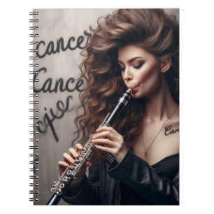 Caderno Espiral Cancer Zodiato Músico Clarinet