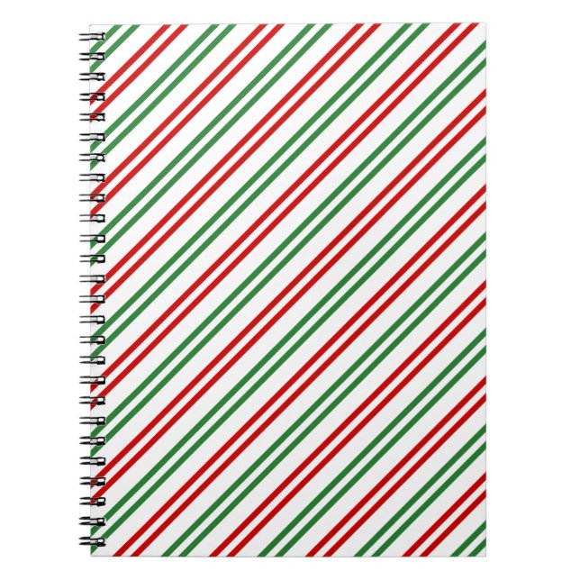 Caderno Espiral Candy Cane Christmas Strips Red Green (Frente)