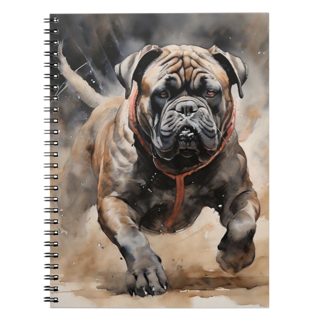 Caderno Espiral Cane Corso Executando Desenho de Tinta (Frente)