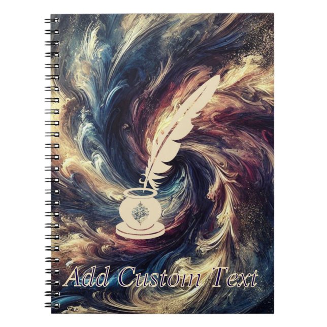 Caderno Espiral Caneta Quill Arte Abstrata Moderna (Frente)