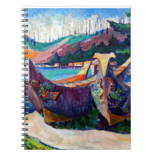 Caderno Espiral Canoas da Guerra da Pintura da Emily Carr, canoas 