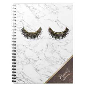 Caderno Espiral Canto de cobre de mármore branco na moda da