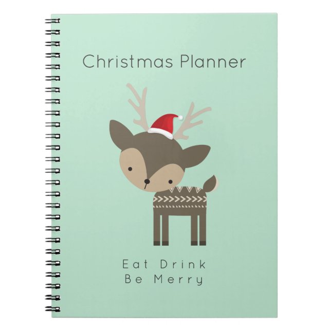 Caderno Espiral Cantor De Natal Em Red Santa Hat (Frente)